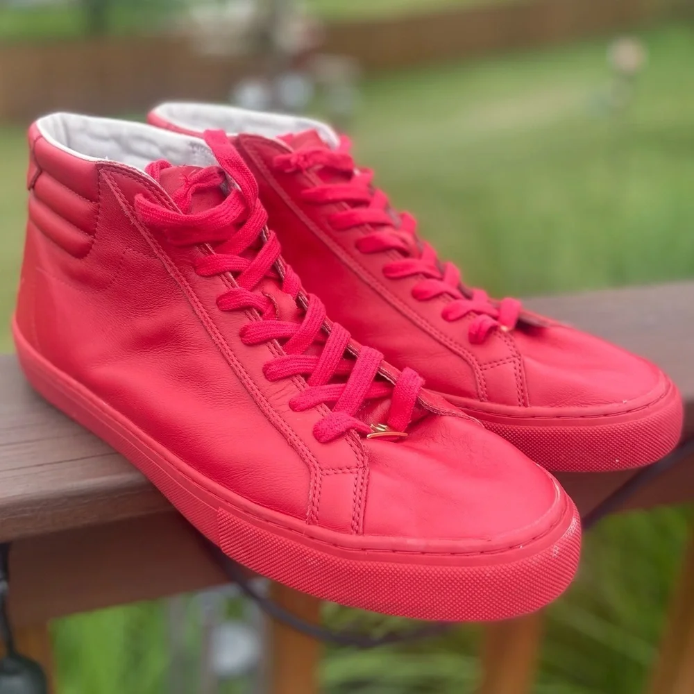 True Religion High Top Leather Sneakers True Red Mens Size 12